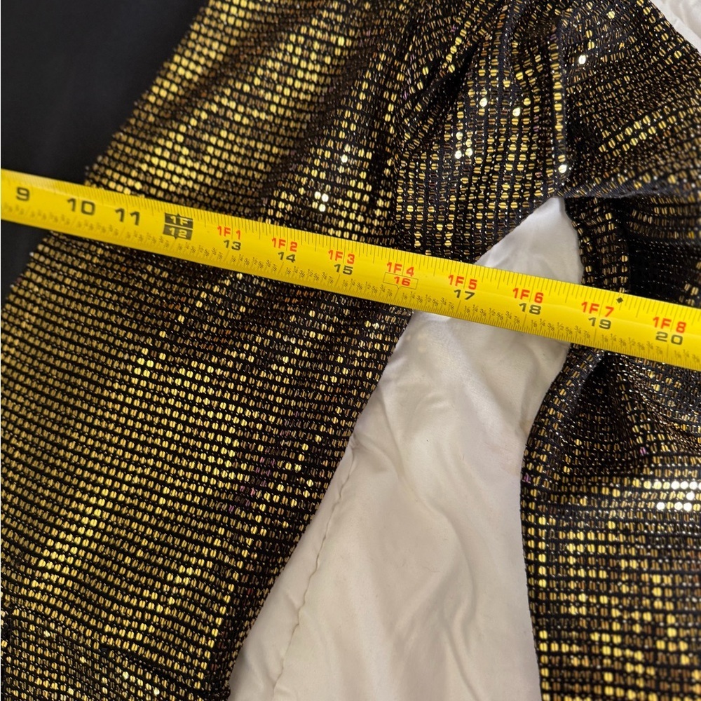 GB junior Gold Metallic Long-Sleeve V-Back Mini Dress - Picture 5 of 8